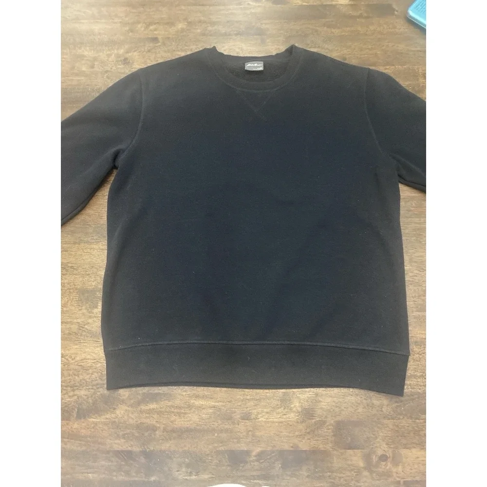 Eddie Bauer Sweater Men Medium Black Sweatshirt Crewneck Pullover Hiking